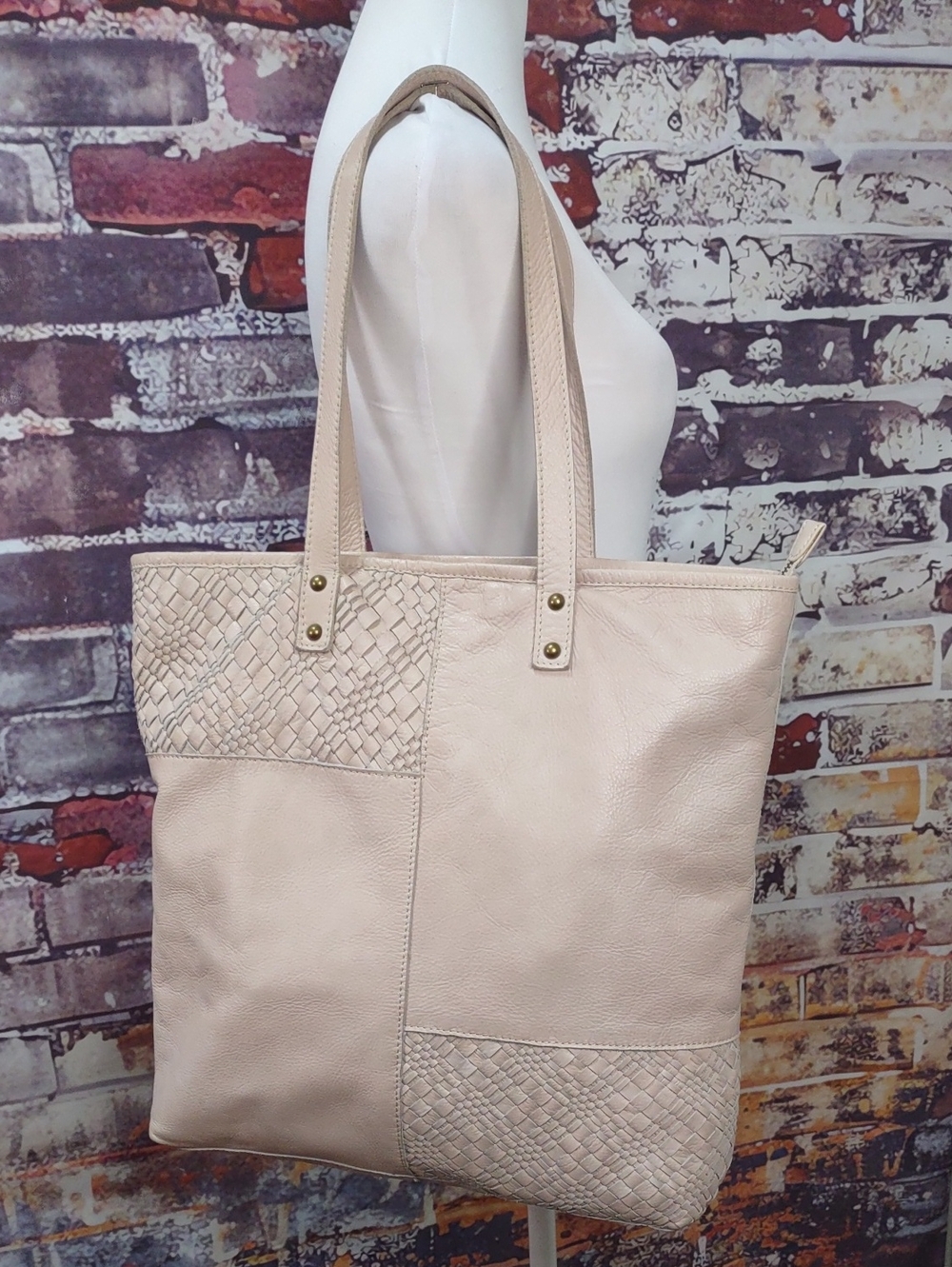 Blush Leather Tote Bag